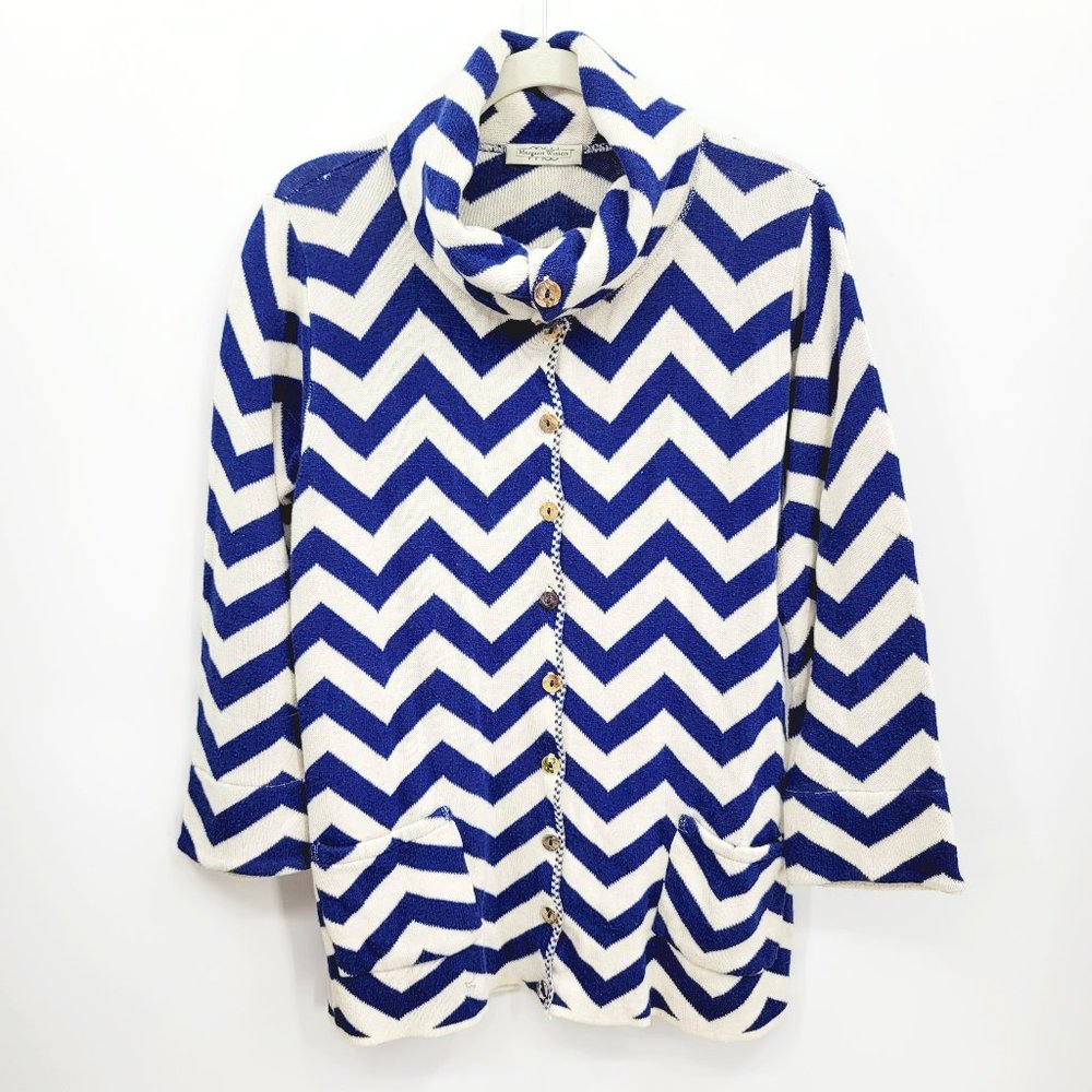 Vintage Margaret Winter Button Up Cowl Neck Terry knit Sweater